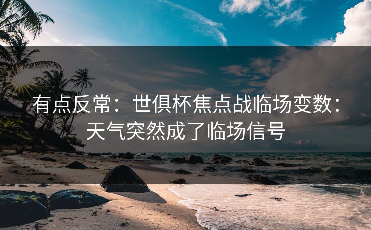 有点反常：世俱杯焦点战临场变数：天气突然成了临场信号