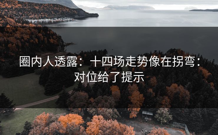 圈内人透露：十四场走势像在拐弯：对位给了提示
