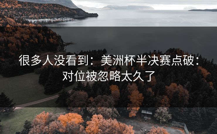 很多人没看到：美洲杯半决赛点破：对位被忽略太久了